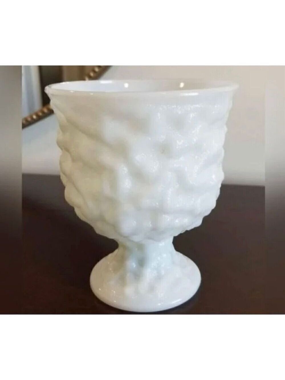 E.O. Brody Co.milk glass vase planter pedestal bumpy Vintage 50Vintage White Mi - Picture 7 of 10